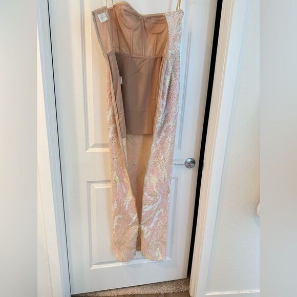 New Bronx and Banco Dahlia Strapless Maxi Dress in Blush Multi Pink - Picture 14 of 15